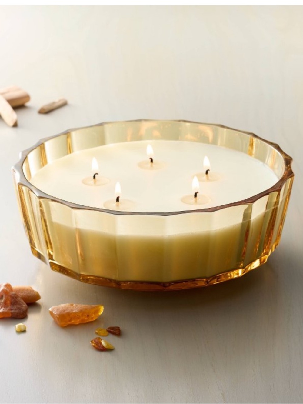 5 Wick XL Colored Glass Faceted Sandalwood & Terracota  32oz Heart & Hand